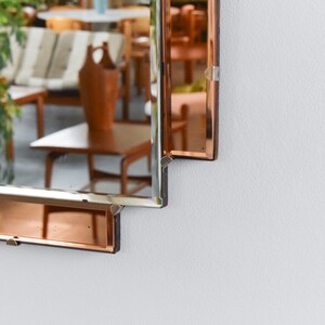 Vintage Art Deco Style Bevelled Mirror with Peach / Rose Gold Panels