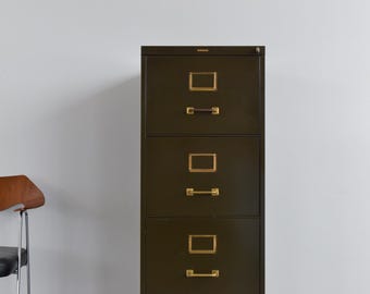 Vintage Green Metal Filing Cabinet by Shannon Systems