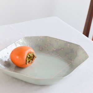 Vintage Contemporary 1980s Ceramic Studio Pottery Octagonal Serving Bowl / Platter