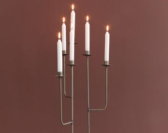 Vintage Metal Floor Standing Candle Holder / Candelabra