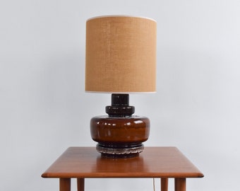 Vintage Large West German Style Lamp with Hessian Shade