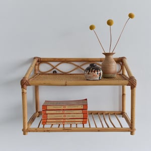 Vintage Bamboo Two Tier Shelf