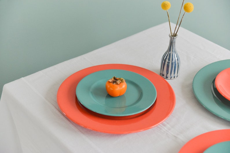 Vintage 8 Piece Kaleido Dinner and Side Plate Set by Pagnossin of Italy