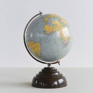 Vintage Small &#39;Planet&#39; Globe by Geographica with Stepped Bakelite Base Circa 1950s