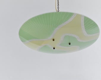 Lámpara colgante Art Déco vintage de cristal verde.