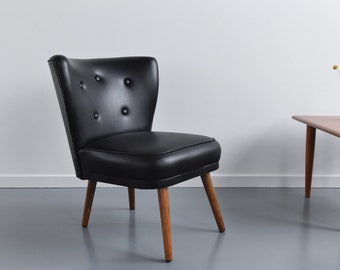 Vintage Black Leatherette Cocktail Chair