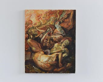Pintura al óleo sobre lienzo original de época de los años 90.