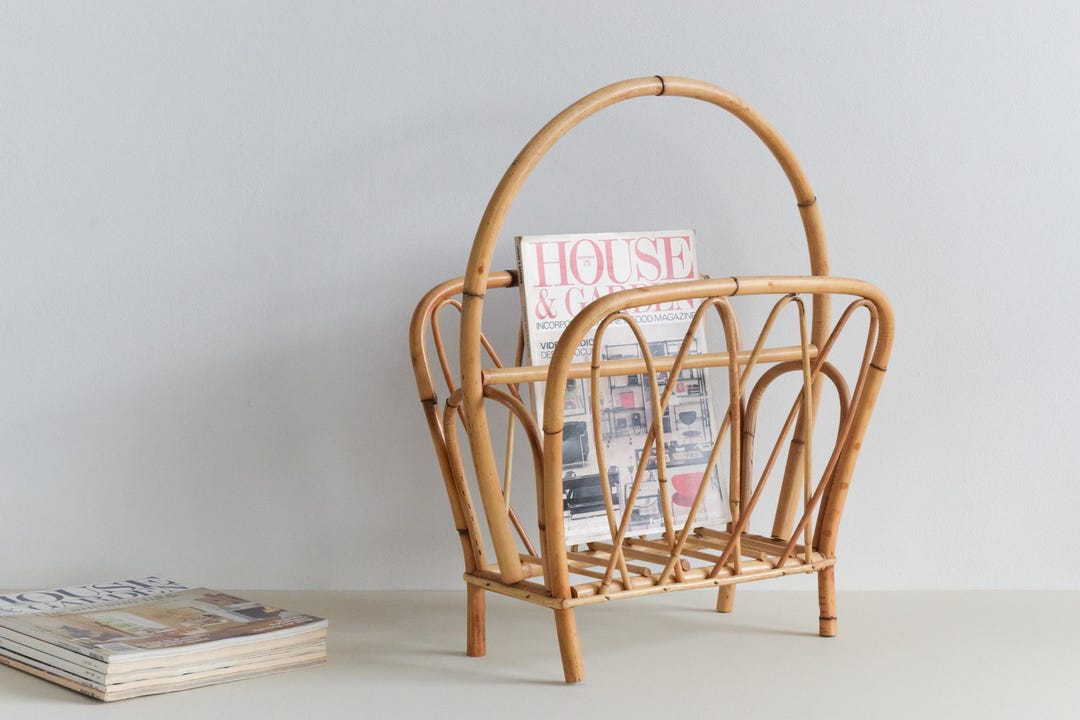 Vintage Bamboo Magazine Rack - Etsy