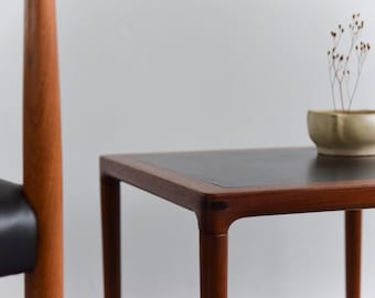 Vintage Small Teak and Vinyl Coffee / Side Table by Kurt Østervig for Jason Møbler