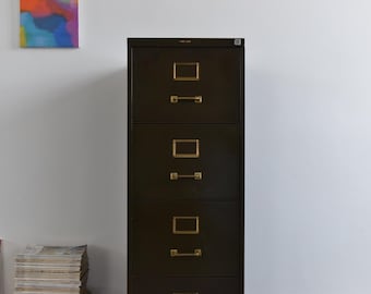 Vintage Green Metal Filing Cabinet by Shannon Systems