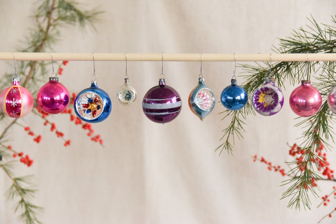 Vintage Glass Christmas Tree Baubles / Ornaments Set of 12 Etsy UK