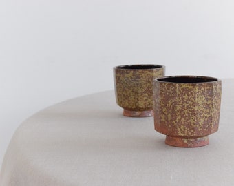 Vintage Pair of Small Studio Pottery Ceramic Cups