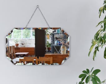 Vintage Frameless Octagonal Scollop Bevelled Mirror