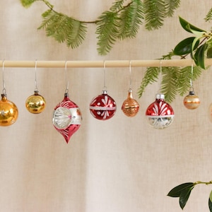 Vintage Glass Christmas Tree Baubles / Ornaments Set of 12 Boxed Assorted