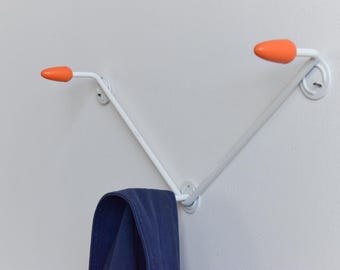 Vintage White and Orange Wall Mounted Sputnik Coat Hook