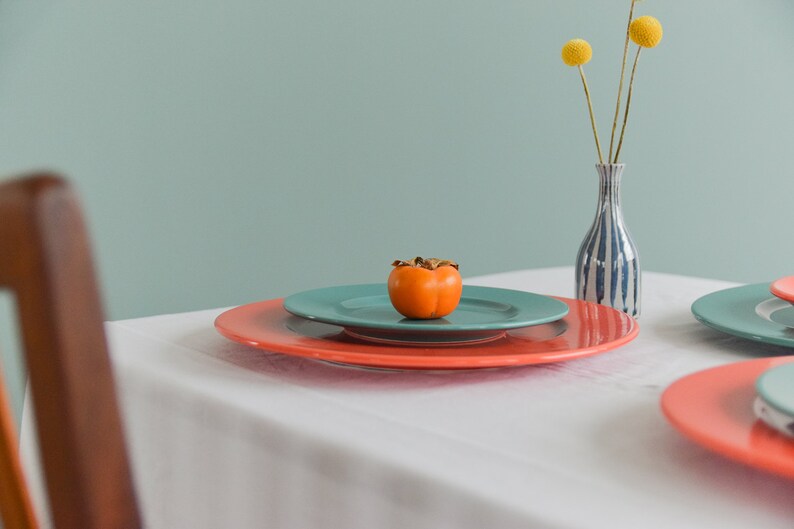 Vintage 8 Piece Kaleido Dinner and Side Plate Set by Pagnossin of Italy