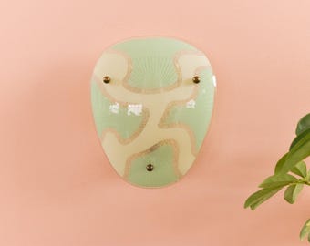 Aplique de pared vintage Art Déco de cristal verde
