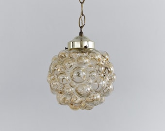 Lámpara colgante vintage de cristal burbuja color ámbar