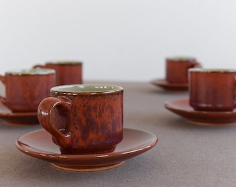 Vintage Studio Pottery Boxed Espresso Cup and Saucer Set