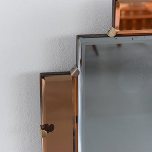 Vintage Art Deco Style Bevelled Mirror with Peach / Rose Gold Panels