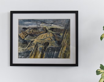 Vintage Original Abstract Framed Landscape