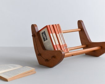 Vintage Wooden Boomerang Book Stand / Bookends in Atomic Style