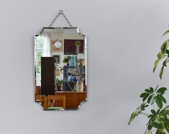 Vintage Frameless Portrait Octagonal Bevelled Mirror