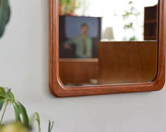 Vintage Large Danish Teak Wall Mirror by B.M. Spejle