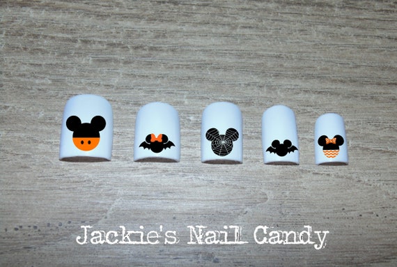 Mickey And Minnie Mouse Heads Halloween Nail Decals Black Etsy
