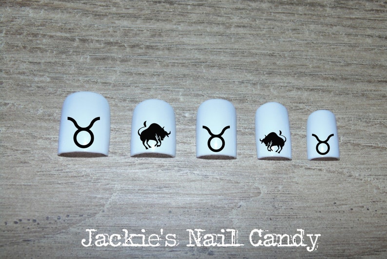 Taurus nails Zodiac Sign Astrology Nail Decals Taurus Bull Etsy