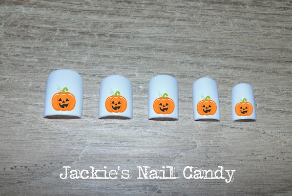 Pumpkin Nails Jack O Lantern Halloween Orange Set Of 25 Etsy