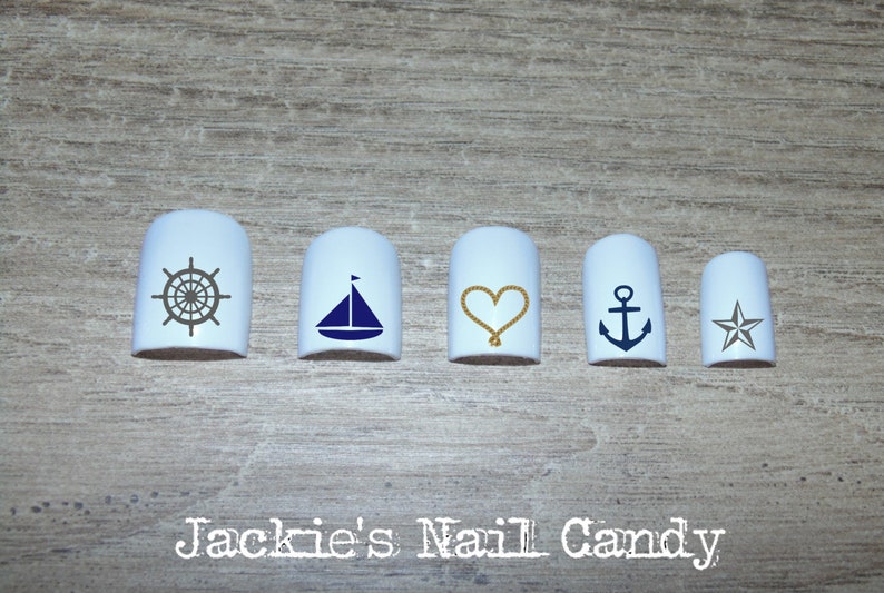 Nautical Nail Decals Steering Wheel Sail Boat Rope Heart | Etsy