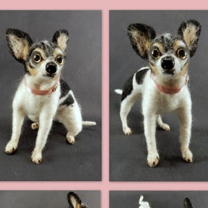 White Chihuahua needle felted dog portrait from photo flexible dog replica chihuahua dog loss memorial custom felted dog as urn decor image 5