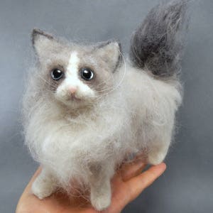 Custom felted cat sculpture Ragdoll Cat needle felted cat miniature custom cat replica Birman cat loss memorial Persian Cat Himalayan Cat image 9