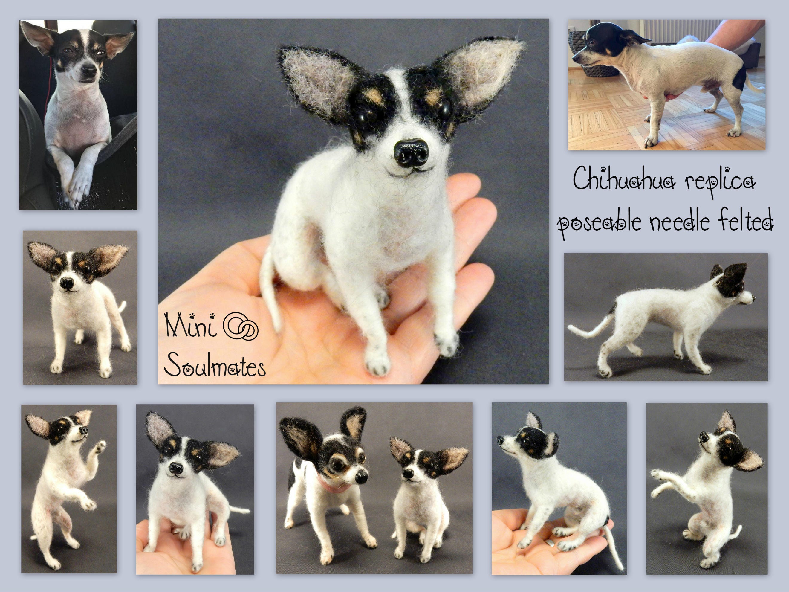 Weißer Chihuahua Filzminiatur Hundereplika nadelgefiltzer Hund Etsy