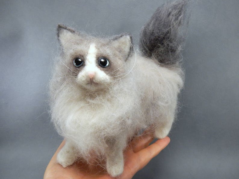 Custom felted cat sculpture Ragdoll Cat needle felted cat miniature custom cat replica Birman cat loss memorial Persian Cat Himalayan Cat image 9