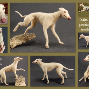 Galgo Filzminiatur Greyhound einfarbiger Galgo Nachbildung nadelgefilzter Hund Galgo Espanol Hundereplik Galgo posierbarer Filzhund Wollhund Bild 4