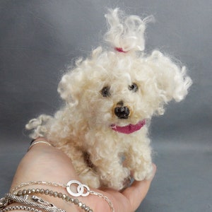 Bichon Frise custom dog effigy dog loss memorial Bolonese dog needle felt dog sculpture custom felted dog replica Mother&#39;s Day gift