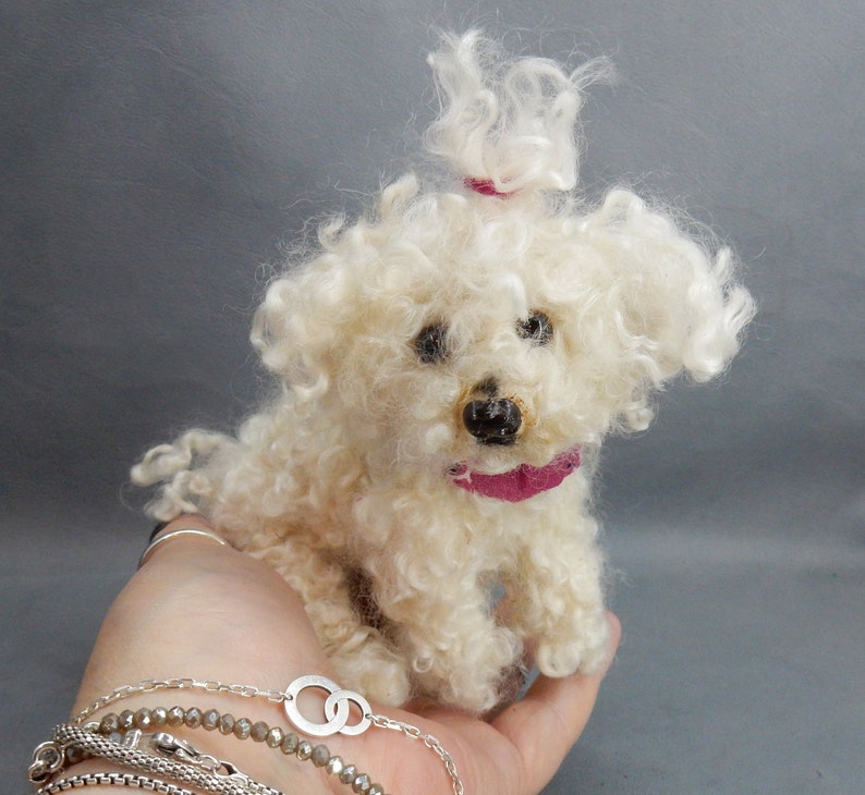 Bichon Frise custom dog effigy dog loss memorial Bolonese dog needle felt dog sculpture custom felted dog replica Mother's Day gift image 1