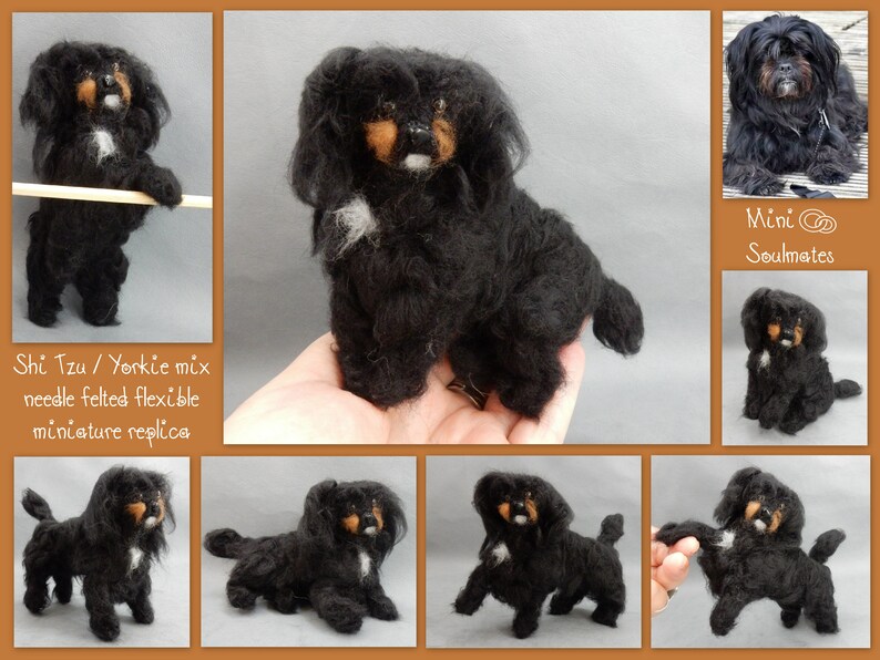 Custom dog replica Shih Tzu felt dog miniature needle felted dog replica poseable dog soft sculpture custom pet portrait dog lover gift idea image 5