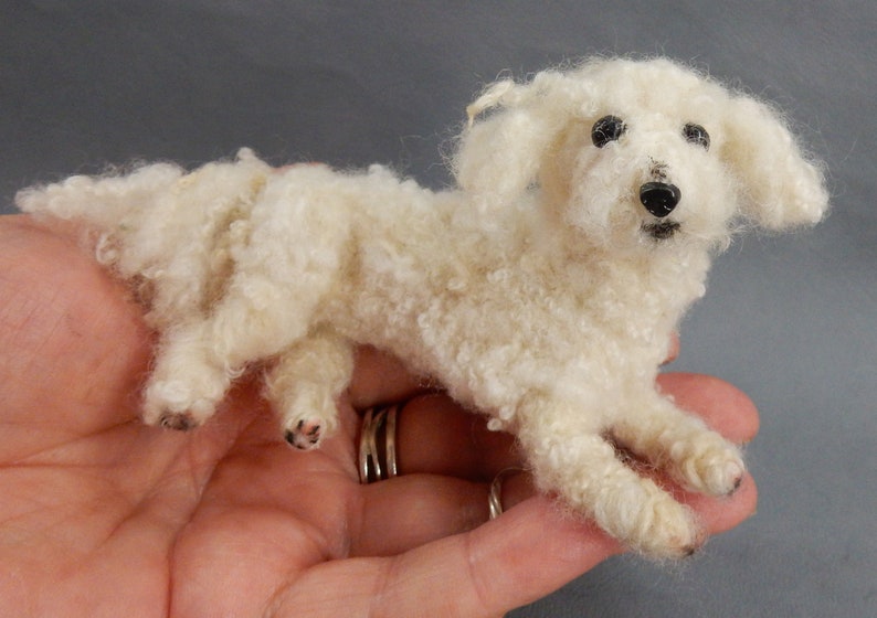 Bichon Frise custom dog effigy dog loss memorial Bolonese dog needle felt dog sculpture custom felted dog replica Mother's Day gift image 10