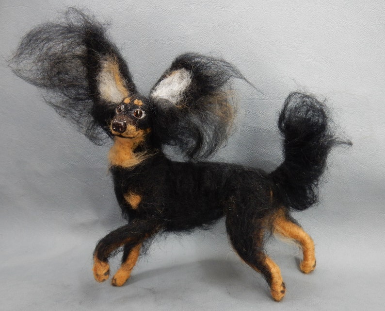 Needle felted dog Russkiy Toy Terrier custom dog replica Russian Toy Terrier soft sculpture felted dog miniature dog lover gift memento gift image 2