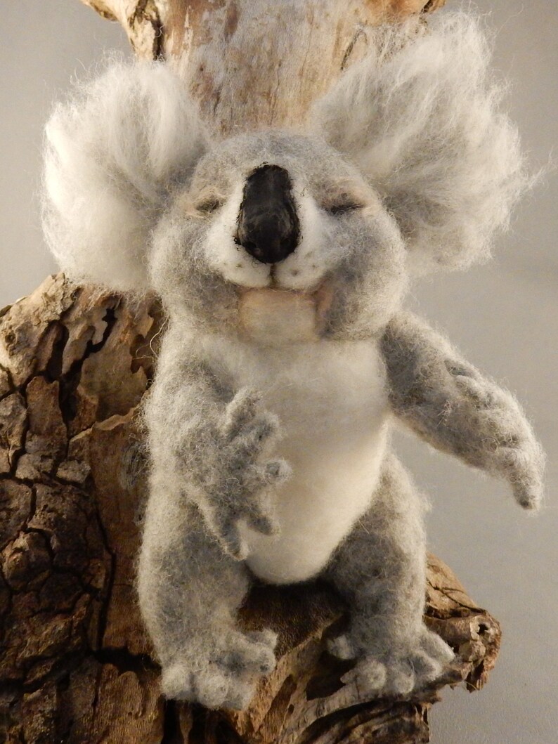 Koala miniature needle felted Koala replica custom made koala sculpture Koala lover gift cute Koala baby felt Koala lookalike sleeping Koala image 5