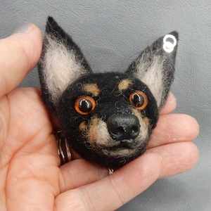 Needle felt dog pin dog brooch needle felted brooch colorful dog pin funny dog felted dog portrait cute dog felt brooch Mother days gift