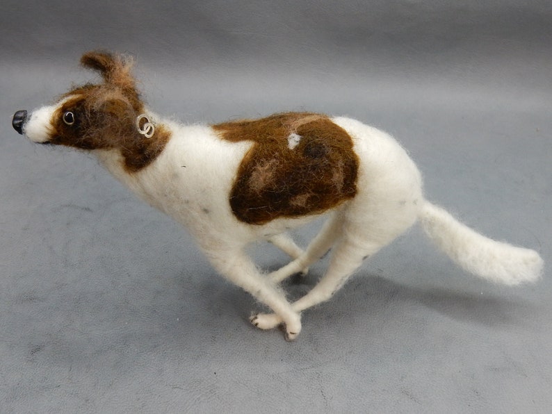 Silken Windsprite needle felted dog miniature long haired Whippet custom dog clone custom felted dog urn deco idea pet memorial lookalike image 6