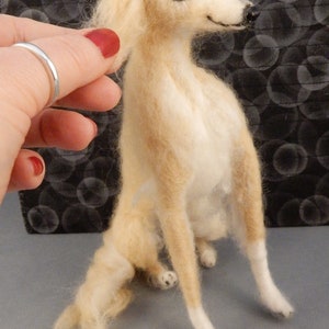 Silken Windsprite needle felted dog miniature long haired Whippet custom dog clone custom felted dog urn deco idea pet memorial lookalike image 5