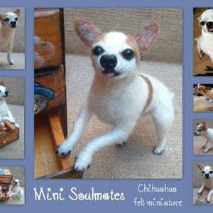 White Chihuahua needle felted dog portrait from photo flexible dog replica chihuahua dog loss memorial custom felted dog as urn decor image 8