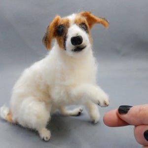 Needle Felted Parson Russell Replica: Flexible Custom Dog Loss Gift