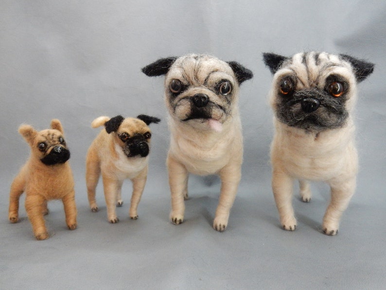 Needle felted Pug art memorial gift custom felted dog needle felted dog miniature custom dog replica .dog urn gift. dog rainbow bridge gift image 10