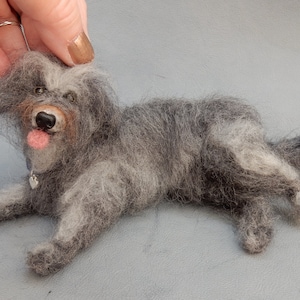 Old German herding dog needle felted dog miniature Strobel mix felted flexible replica custom dog effigy custom felted dog Bobtail replica